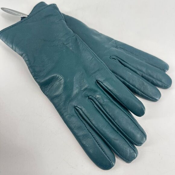 EXCELLED NWT Leather Gloves Cashmere Lined Green Small Buttery soft - Picture 2 of 7